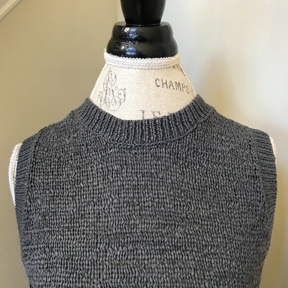 Theory Meenaly Knit Worthy Knit Sweater Womens Medium Gray Crew Neck Sleeveless - Picture 6 of 12